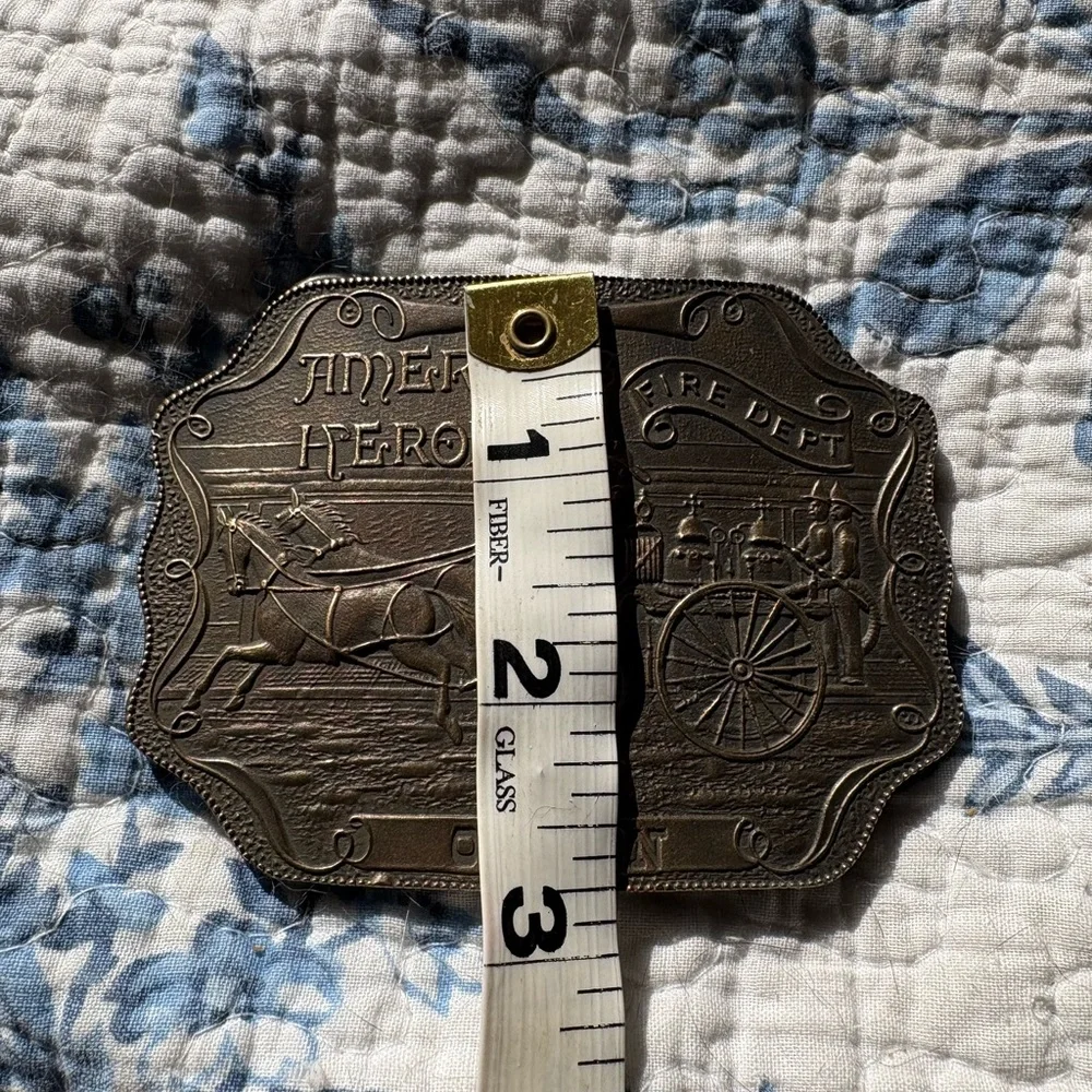 Vintage America's Heroes Oregon Fire Dept Plaque Bronze Belt Buckle